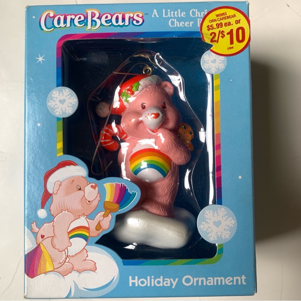 New 2004 Care Bears A Little Christmas Cheer Bear Pink Holiday Ornament Vintage